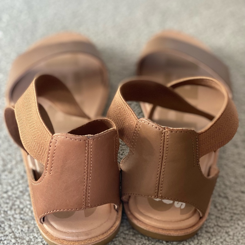 Sorel sandals ELA velvet tan leather - Picture 3 of 4